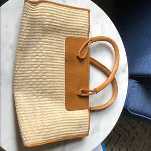 Leather woven Furla bag